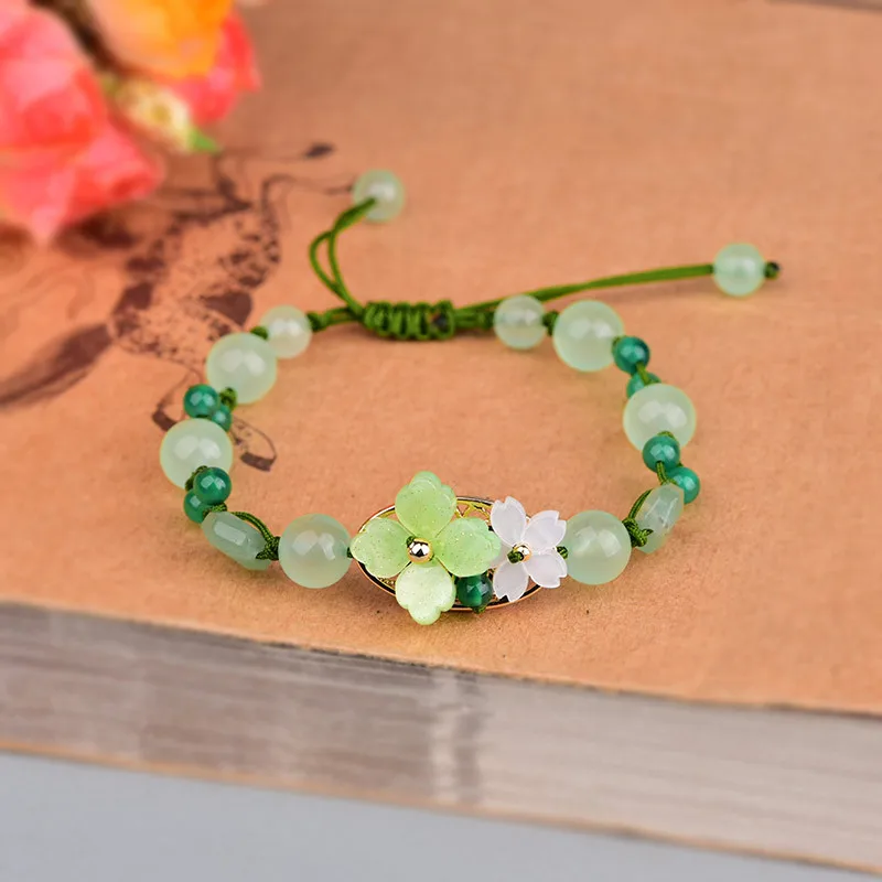 Green Jade Flower Bracelet Amu - Beading review and price