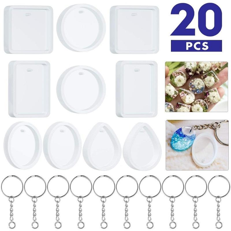 20Pcs Set DIY Keychain Pendant - Silicone Epoxy Resin Molds Set review and price